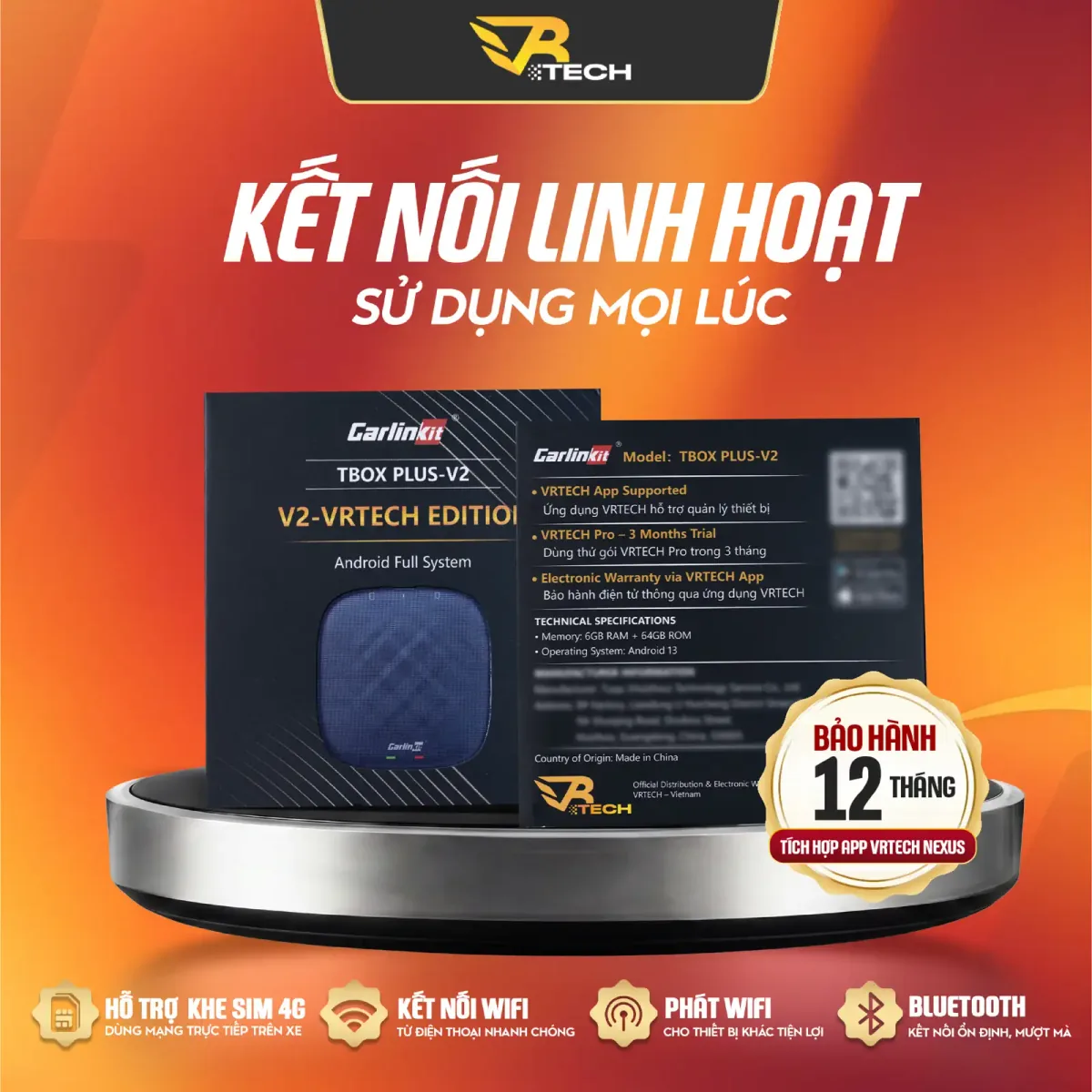 VRTECH Edition | Carlinkit TBOX PLUS V2 2026 | Android Box Ô Tô | Chip Qualcomm 6125 | Apple CarPlay & Android Auto | Bảo hành 12 tháng - thumbnail 2